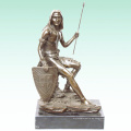 Escultura masculina antigua estatua de latón deco casera soldado Tpy-306